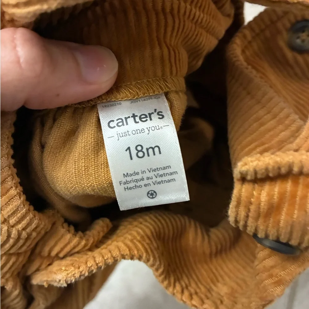4/$25 Carter's Tan Corduroy Overall Dress Girl Size 18 Months